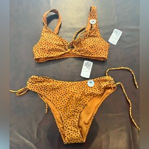 NWT Forever 21 Swimsuit Set - Rust / polka dot M